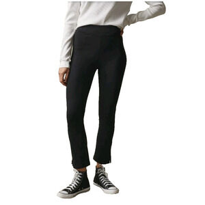American Giant Womens 0 Pants Black Ponte Knit Kick Flare Crop‎ High Rise